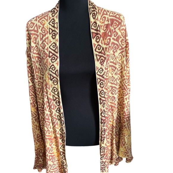 Soft Surroundings Sweaters - Soft Surroundings Open Front Kimono Cardigan Beaded Trim Crinkle Rayon Boho 3X